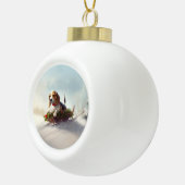 Beagle Kerstmis sneeuw winter Keramische Bal Ornament (Rechts)