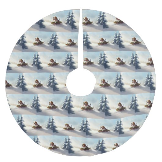 Beagle Kerstmis sneeuw winter Kerstboom Rok (Voorkant)