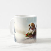 Beagle Kerstmis sneeuw winter Koffiemok (Voorkant links)