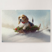 Beagle Kerstmis sneeuw winter Legpuzzel (Horizontaal)