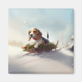 Beagle Kerstmis sneeuw winter Magneet (Voorkant)