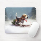 Beagle Kerstmis sneeuw winter Muismat (Met muis)