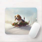 Beagle Kerstmis sneeuw winter Muismat (Met muis)