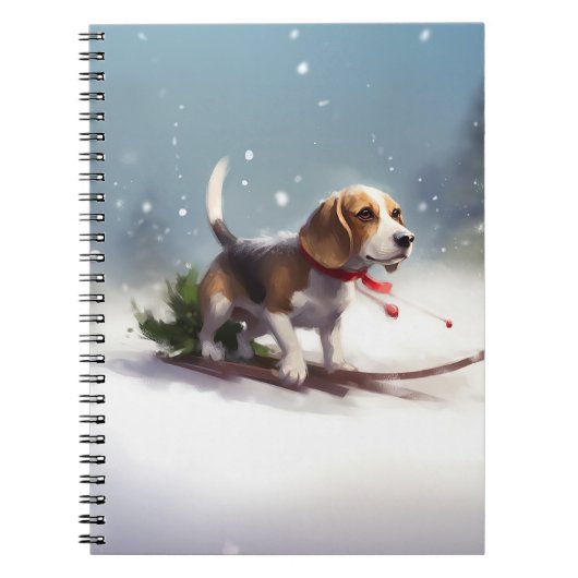 Beagle Kerstmis sneeuw winter Notitieboek (Voorkant)
