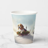 Beagle Kerstmis sneeuw winter Papieren Bekers (Voorkant)