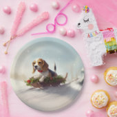 Beagle Kerstmis sneeuw winter Papieren Bordje (Feest)