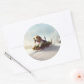 Beagle Kerstmis sneeuw winter Ronde Sticker (Envelop)