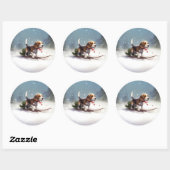 Beagle Kerstmis sneeuw winter Ronde Sticker (Vel)