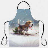 Beagle Kerstmis sneeuw winter Schort (Voorkant)