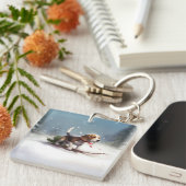 Beagle Kerstmis sneeuw winter Sleutelhanger (Voorkant Rechts)