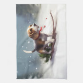 Beagle Kerstmis sneeuw winter Theedoek (Verticaal)