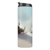 Beagle Kerstmis sneeuw winter Thermosbeker (Geroteerd rechts)