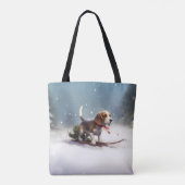 Beagle Kerstmis sneeuw winter Tote Bag (Achterkant)