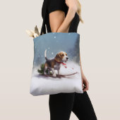 Beagle Kerstmis sneeuw winter Tote Bag (Dichtbij)