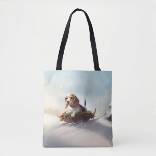 Beagle Kerstmis sneeuw winter Tote Bag