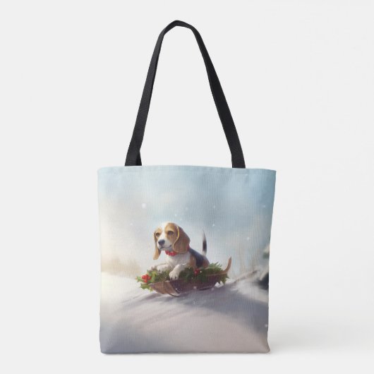 Beagle Kerstmis sneeuw winter Tote Bag (Achterkant)