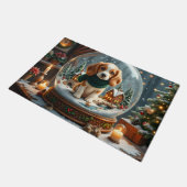 Beagle Kerstmis Sneeuwbol Kunst Deurmat (Schuin)