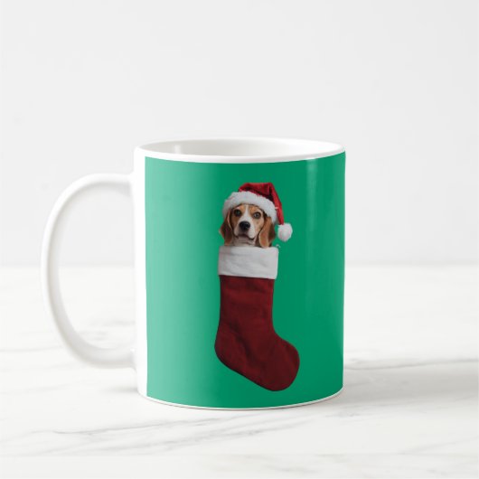 Beagle Kerstmis stoppen Koffiemok (Links)