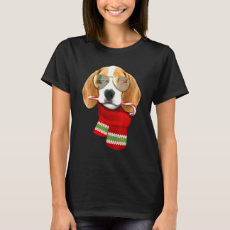 Beagle Kerstmis Voor Hond Puppy Zonnebril T-shirt