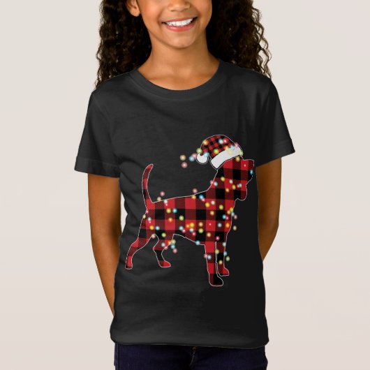 Beagle Kerstrode, gebufferde buffel-pyjama's T-shirt (Voorkant)