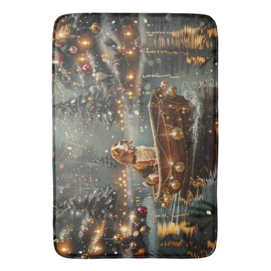 Beagle kerstvakantie badmat (Voorkant Verticaal)