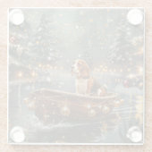 Beagle kerstvakantie glazen onderzetter (Achterkant)