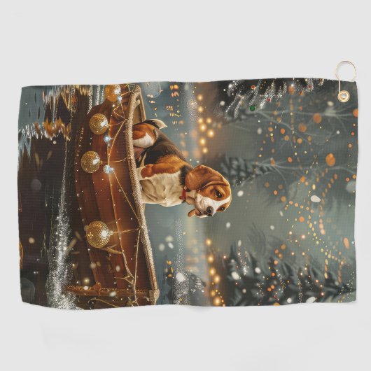 Beagle kerstvakantie golfhanddoek (Horizontaal)