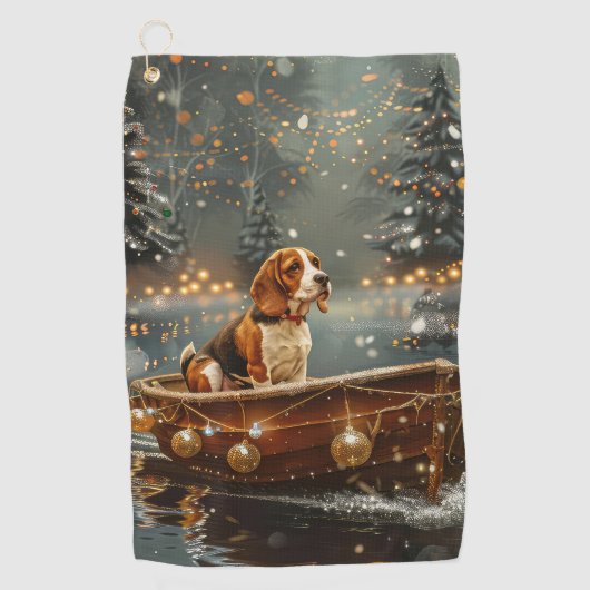 Beagle kerstvakantie golfhanddoek (Voorkant)