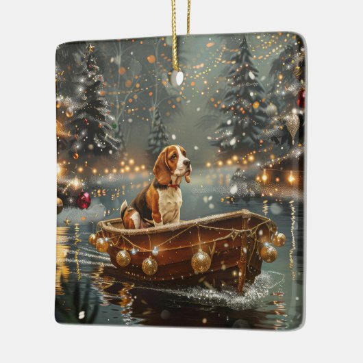 Beagle kerstvakantie keramisch ornament (Links)
