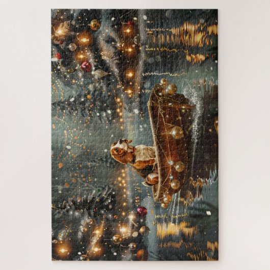 Beagle kerstvakantie legpuzzel (Verticaal)