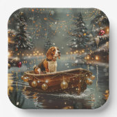Beagle kerstvakantie papieren bordje (Voorkant)