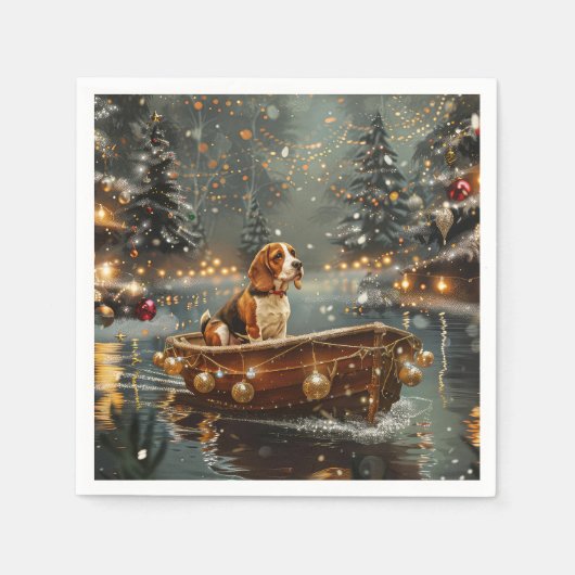 Beagle kerstvakantie servet (Voorkant)