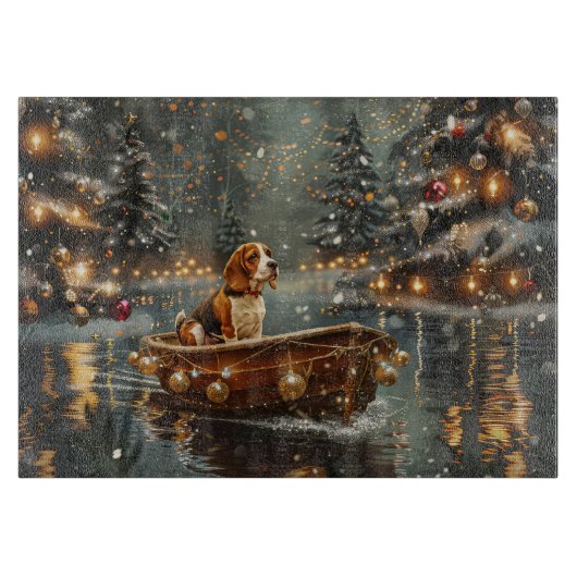 Beagle kerstvakantie snijplank (Voorkant)