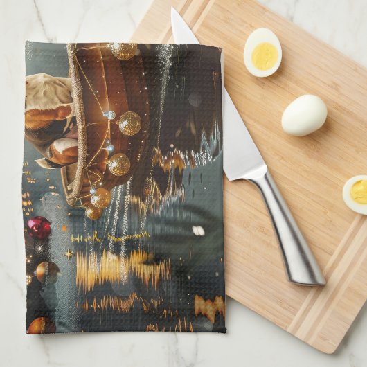 Beagle kerstvakantie theedoek (Quarter Fold)