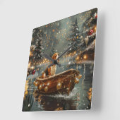 Beagle kerstvakantie vierkante klok (Hoek)