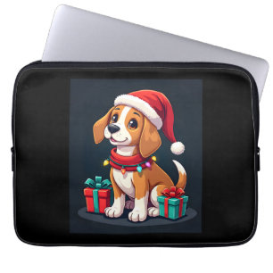 Beagle Kerstverlichting Kerstman Beagle Hond Kerst Laptop Sleeve