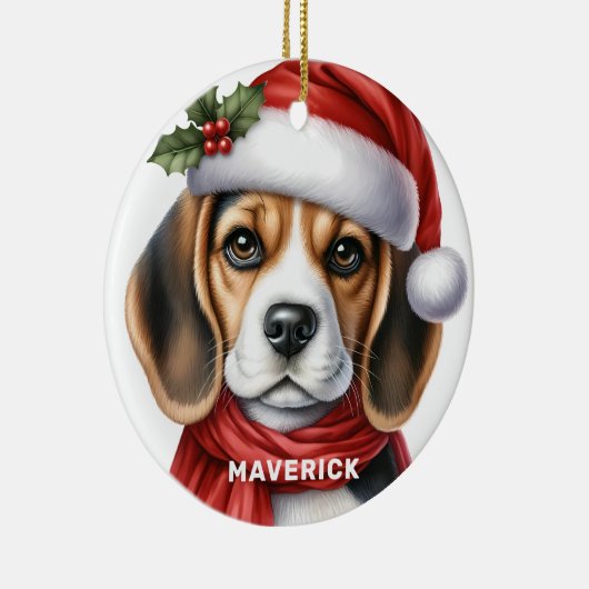 Beagle kerstversiering keramisch ornament (Rechts)