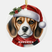 Beagle kerstversiering keramisch ornament (Voorkant)