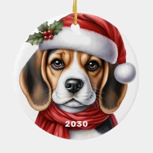 Beagle kerstversiering keramisch ornament (Achterkant)