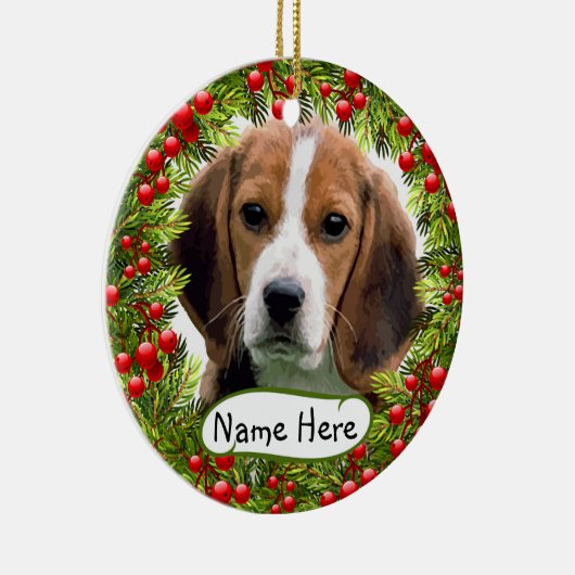 Beagle kerstversiering keramisch ornament (Rechts)
