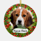 Beagle kerstversiering keramisch ornament (Voorkant)
