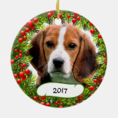 Beagle kerstversiering keramisch ornament (Achterkant)