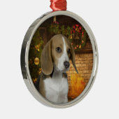Beagle kerstversiering metalen ornament (Rechts)
