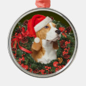 Beagle Kerstversiering Metalen Ornament (Voorkant)