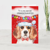 Beagle kleindochter schattige kerstwensen kaart (Voorkant)