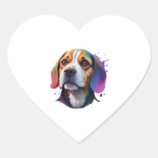 Beagle kleurrijk hart sticker (Voorkant)