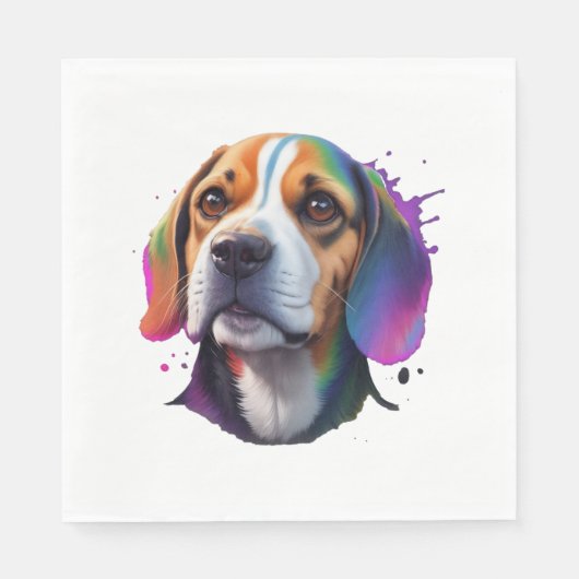Beagle kleurrijk servet (Voorkant)