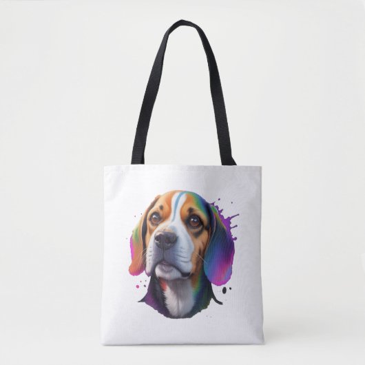 Beagle kleurrijk tote bag (Voorkant)