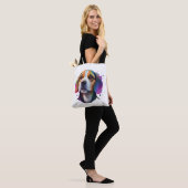 Beagle kleurrijk tote bag (Op model)