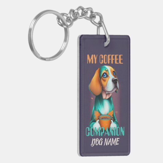 Beagle koffie metgezel grappige Beagle eigenaar Sleutelhanger (Voorkant Links)